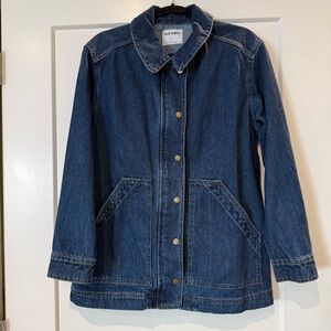 NWOT Old Navy Denim Barn Coat Jacket Women’s Size M Button Front Chore Coat